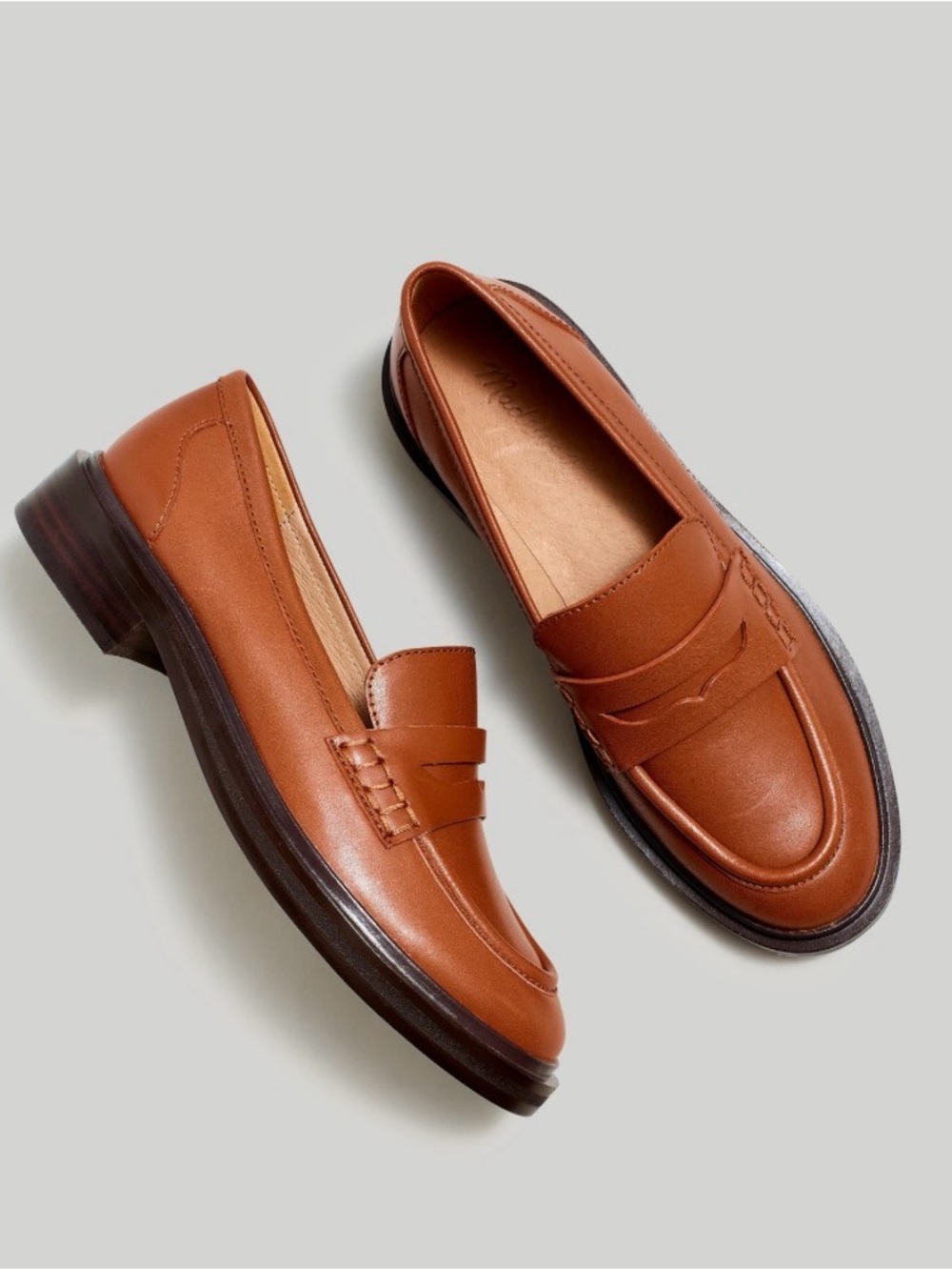 Madewell The Vernon Leather Slip On Loafers Shoes Womens Size 7.5 Brown New